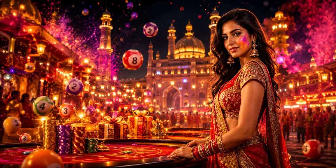 Lucknow Holi festival with locals playing lottery online